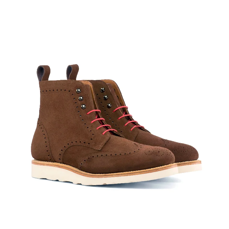 DapperFam Valiant in Med Brown Men's Lux Suede Military Brogue Performance Running Sneaker Look DapperFam Valiant in Med Brown Men's Lux Suede Military Brogue Performance Running Sneaker Look