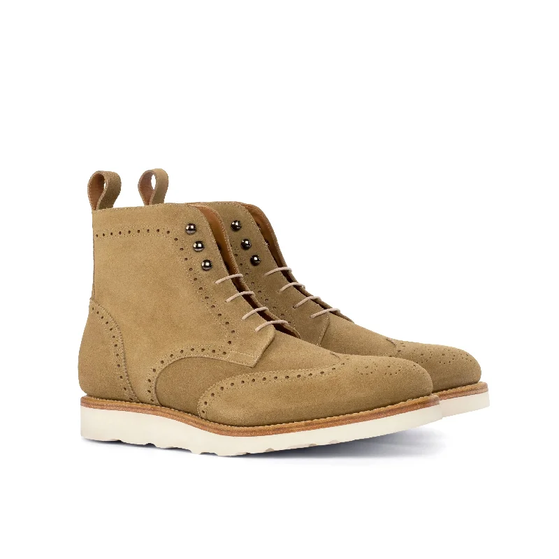 DapperFam Valiant in Camel Men's Lux Suede Military Brogue Combat - Inspired Military Boot Look DapperFam Valiant in Camel Men's Lux Suede Military Brogue Combat - Inspired Military Boot Look