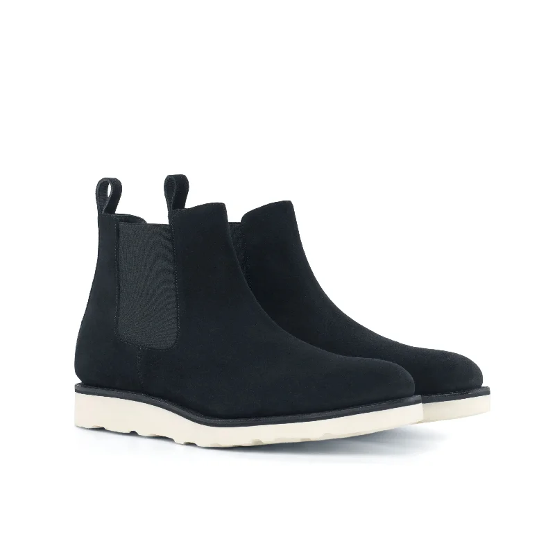 DapperFam Monza in Black Men's Lux Suede Chelsea Boot Sustainable Shoe Design  