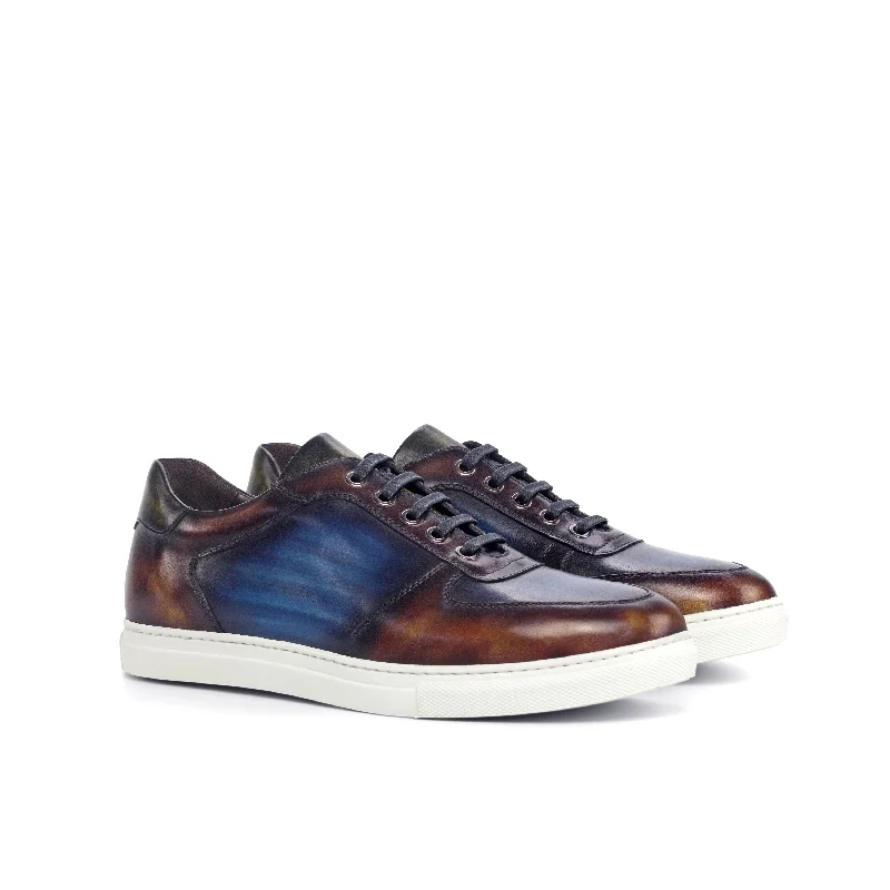 DapperFam Rivale in Fire / Denim Men's Hand-Painted Italian Leather Trainer Combat - Inspired Military Boot Look DapperFam Rivale in Fire / Denim Men's Hand-Painted Italian Leather Trainer Combat - Inspired Military Boot Look