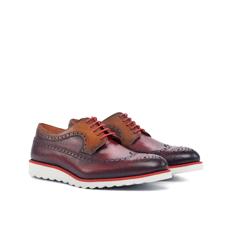 DapperFam Zephyr in Red / Cognac Men's Italian Leather Longwing Blucher Smart - Shoe Functionality Style DapperFam Zephyr in Red / Cognac Men's Italian Leather Longwing Blucher Smart - Shoe Functionality Style