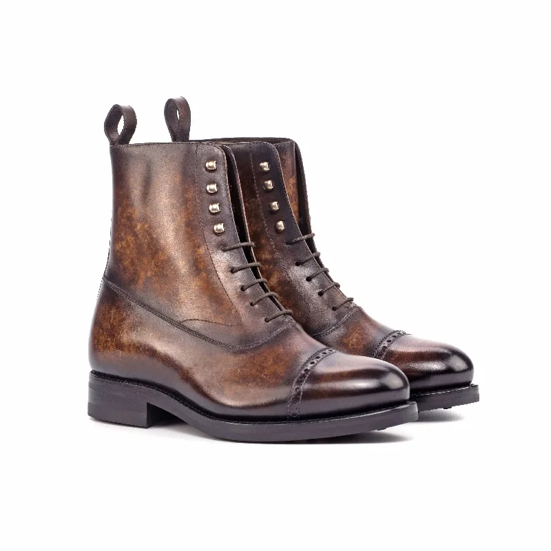 DapperFam Vittorio in Brown Men's Hand-Painted Patina Balmoral Boot Casual Loafer Style DapperFam Vittorio in Brown Men's Hand-Painted Patina Balmoral Boot Casual Loafer Style