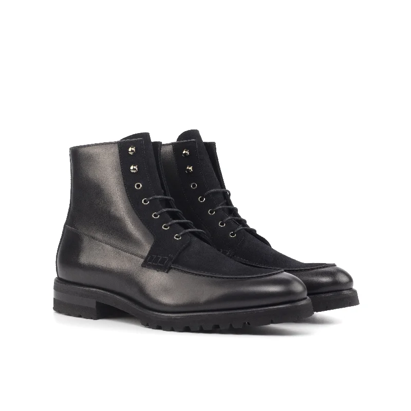 DapperFam Ryker in Black Men's Italian Leather & Lux Suede Moc Boot Suede Desert Boot DapperFam Ryker in Black Men's Italian Leather & Lux Suede Moc Boot Suede Desert Boot