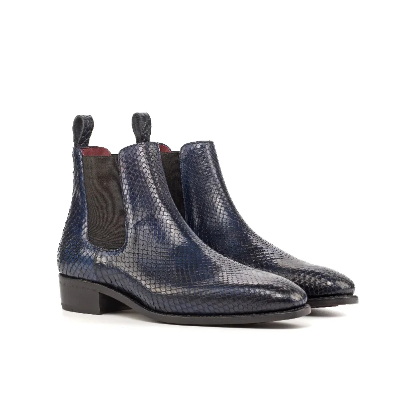 DapperFam Monza in Navy Men's Exotic Python & Italian Croco Embossed Leather Chelsea Boot Artisan - Crafted Loafer Style DapperFam Monza in Navy Men's Exotic Python & Italian Croco Embossed Leather Chelsea Boot Artisan - Crafted Loafer Style