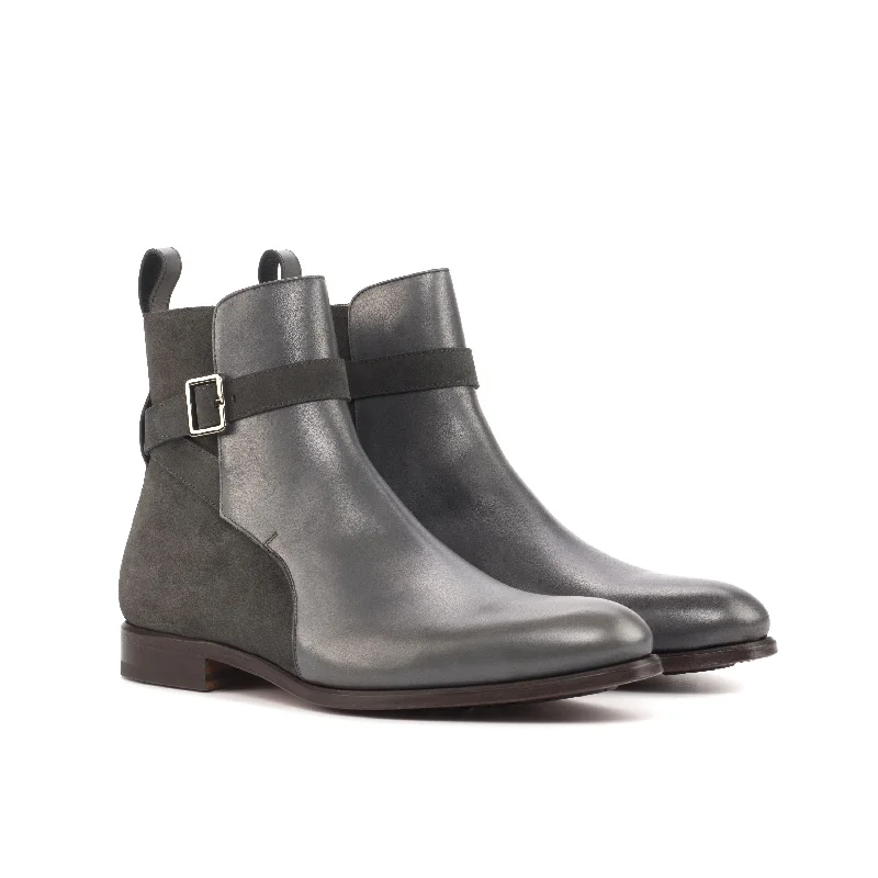 DapperFam Rohan in Grey Men's Lux Suede & Italian Leather Jodhpur Boot Waterproof Hiking Boot Design DapperFam Rohan in Grey Men's Lux Suede & Italian Leather Jodhpur Boot Waterproof Hiking Boot Design