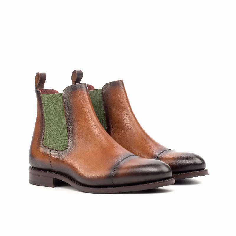 DapperFam Monza in Med Brown Men's Italian Leather Chelsea Boot Art Deco - Inspired Shoe Look DapperFam Monza in Med Brown Men's Italian Leather Chelsea Boot Art Deco - Inspired Shoe Look