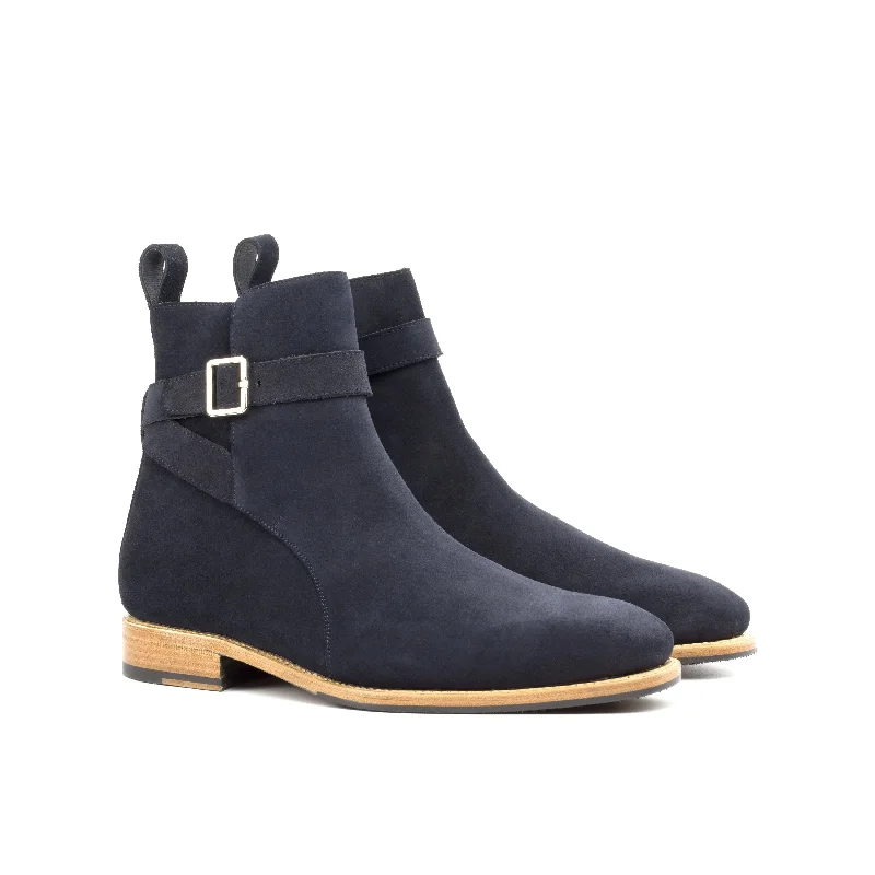DapperFam Rohan in Navy Men's Lux Suede Jodhpur Boot Mod Oxford Design  