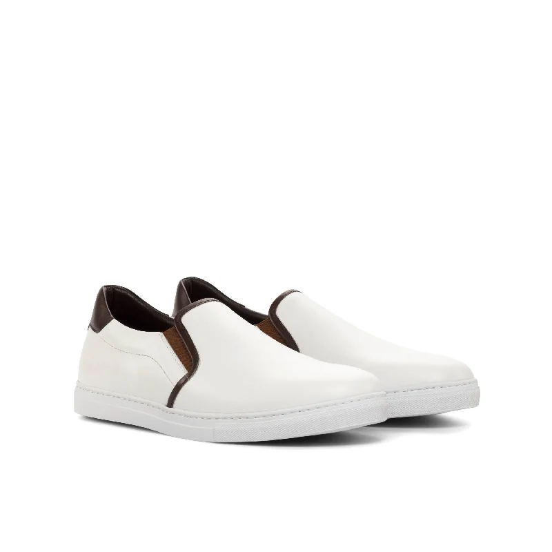 DapperFam Versado in White / Brown Men's Italian Leather Slip On Inflatable Shoe Look DapperFam Versado in White / Brown Men's Italian Leather Slip On Inflatable Shoe Look