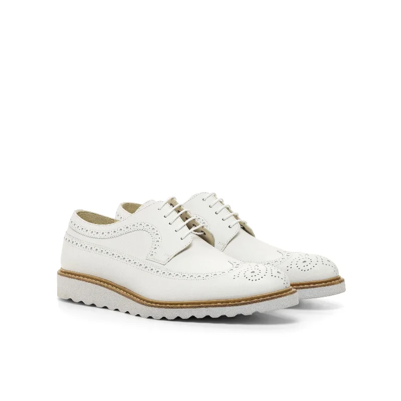 DapperFam Zephyr in White Men's Italian Leather Longwing Blucher Business Monk Strap Style DapperFam Zephyr in White Men's Italian Leather Longwing Blucher Business Monk Strap Style