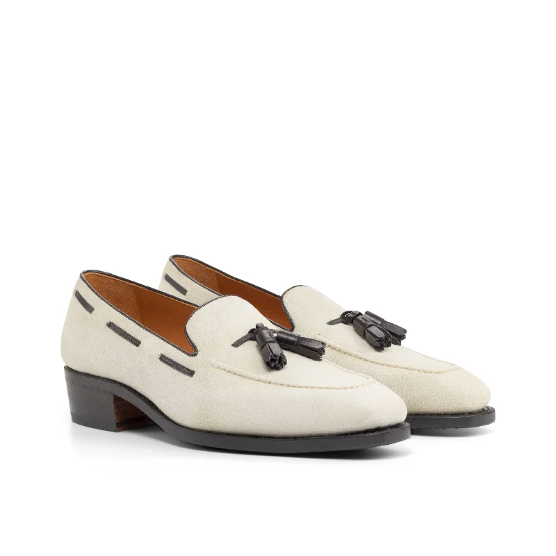 DapperFam Luciano in Ivory / Black Men's Italian Leather & Italian Suede Loafer Ivy League Loafer Look DapperFam Luciano in Ivory / Black Men's Italian Leather & Italian Suede Loafer Ivy League Loafer Look