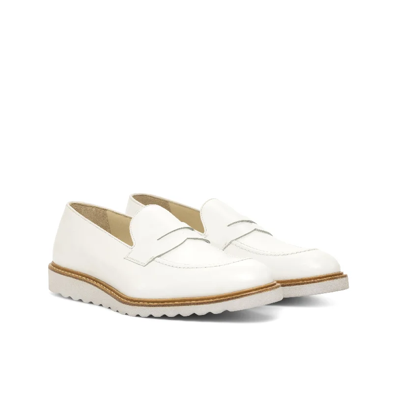 DapperFam Luciano in White Men's Italian Leather Loafer Comfortable Derby Style  