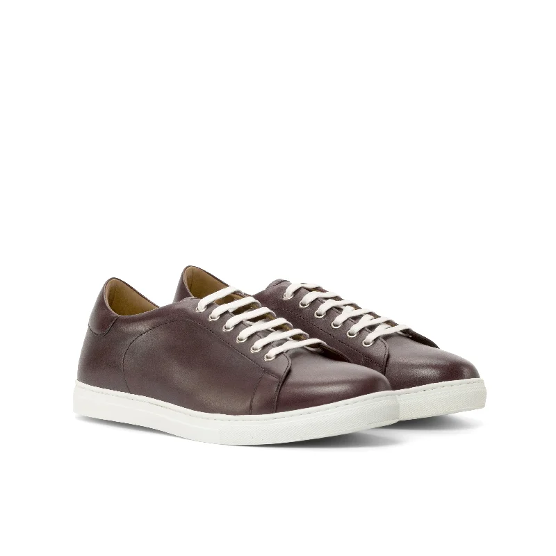 DapperFam Rivale in Burgundy Men's Italian Leather Trainer Bespoke Shoe Aesthetic 