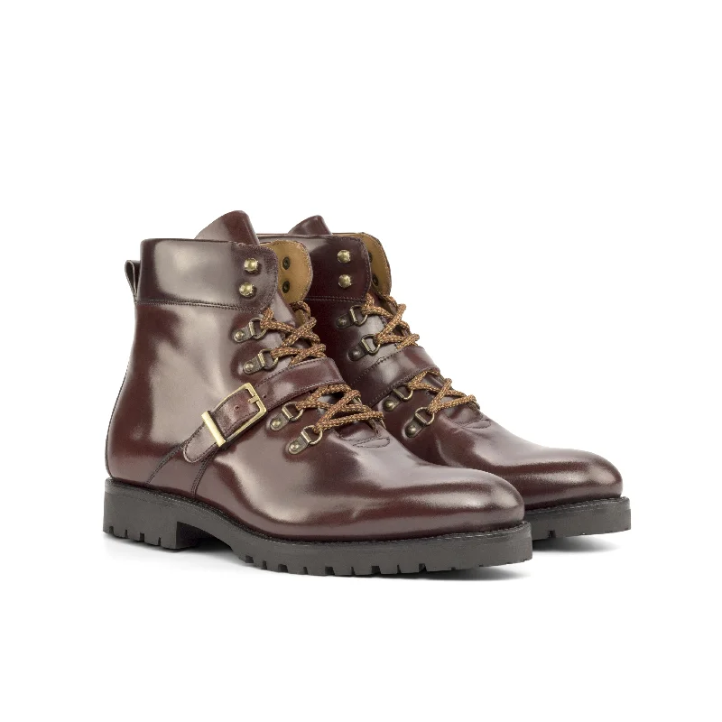 DapperFam Everest in Burgundy Men's Italian Cordovan Leather Hiking Boot Monochromatic Shoe Look DapperFam Everest in Burgundy Men's Italian Cordovan Leather Hiking Boot Monochromatic Shoe Look