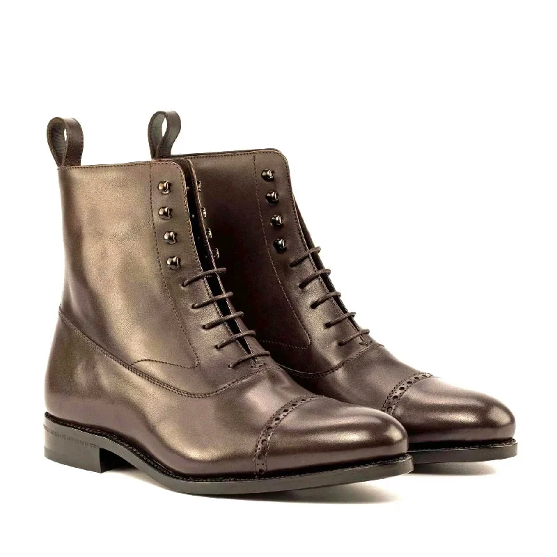 DapperFam Vittorio in Dark Brown Men's Italian Leather Balmoral Boot Aesthetic  