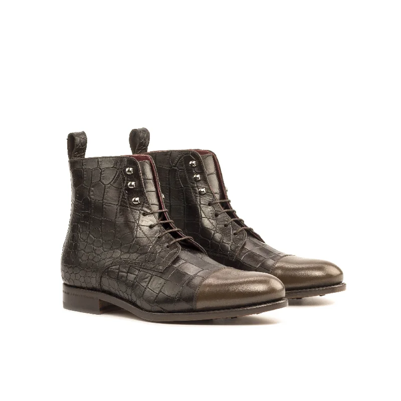 DapperFam Garrison in Dark Brown Men's Italian Leather Jumper Boot Patchwork Shoe Aesthetic DapperFam Garrison in Dark Brown Men's Italian Leather Jumper Boot Patchwork Shoe Aesthetic