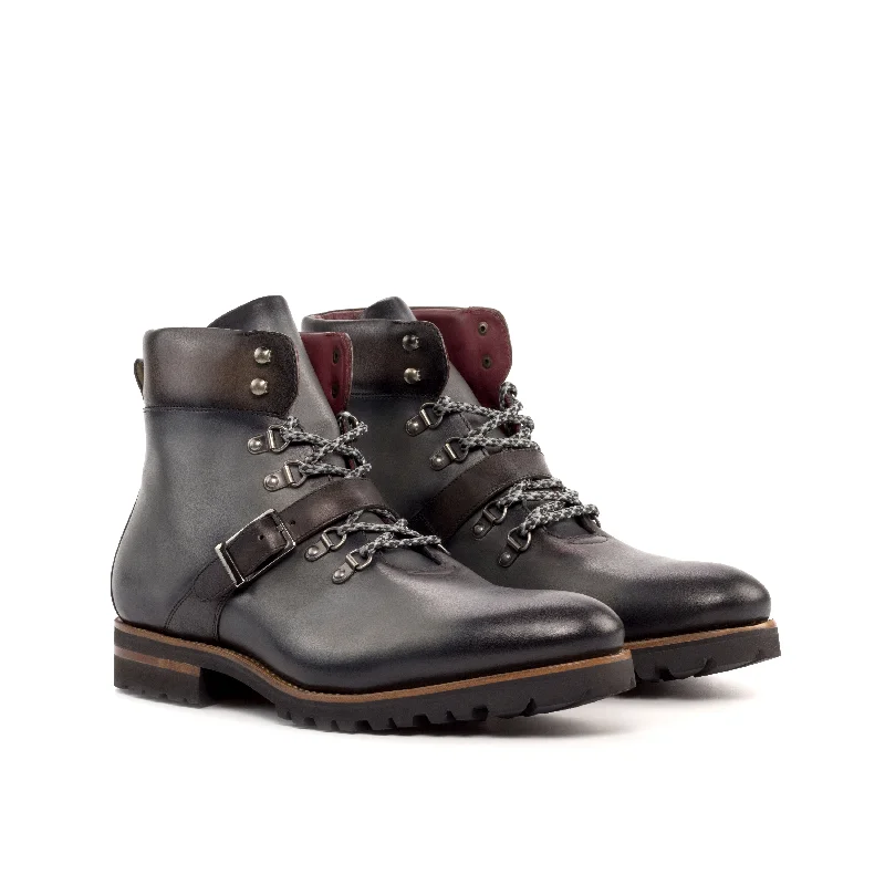 DapperFam Everest in Grey / Dark Brown Men's Italian Leather Hiking Boot Monochromatic Shoe Look DapperFam Everest in Grey / Dark Brown Men's Italian Leather Hiking Boot Monochromatic Shoe Look
