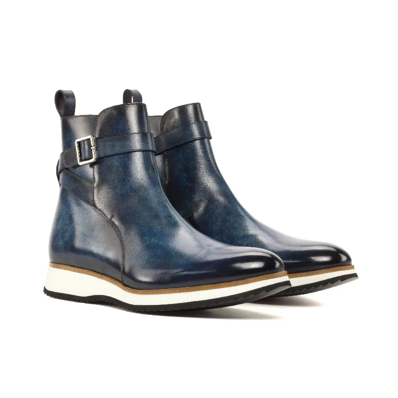 DapperFam Rohan in Denim Men's Hand-Painted Patina Jodhpur Boot Open - Lacing Derby Look DapperFam Rohan in Denim Men's Hand-Painted Patina Jodhpur Boot Open - Lacing Derby Look