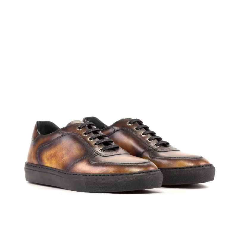DapperFam Rivale in Brown Men's Italian Leather Trainer Single - Buckle Monk Look  