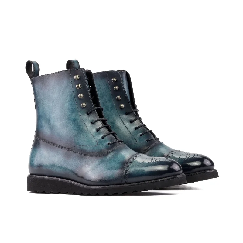 DapperFam Vittorio in Turquoise Men's Hand-Painted Patina Balmoral Boot Rubber - Sole Plimsoll Look DapperFam Vittorio in Turquoise Men's Hand-Painted Patina Balmoral Boot Rubber - Sole Plimsoll Look