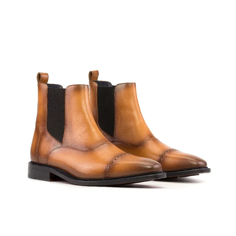 DapperFam Vesuvio in Cognac Men's Italian Leather Chelsea Multi Boot Quilted Shoe Design DapperFam Vesuvio in Cognac Men's Italian Leather Chelsea Multi Boot Quilted Shoe Design