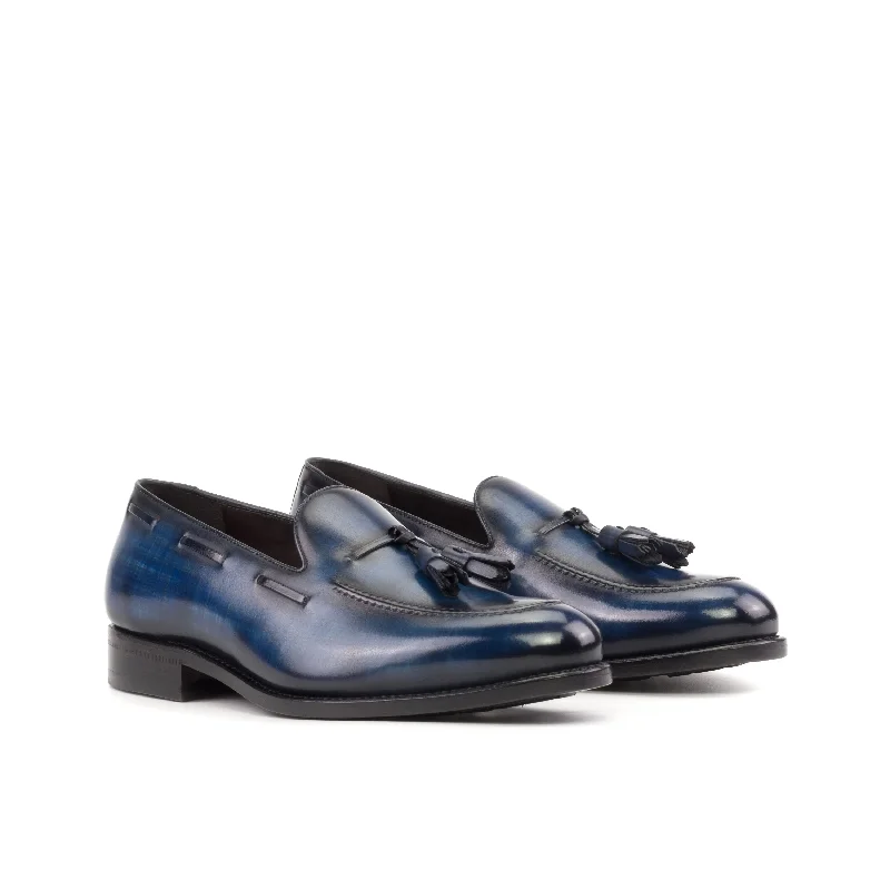 DapperFam Luciano in Denim Men's Hand-Painted Patina Loafer Bespoke Shoe Aesthetic DapperFam Luciano in Denim Men's Hand-Painted Patina Loafer Bespoke Shoe Aesthetic