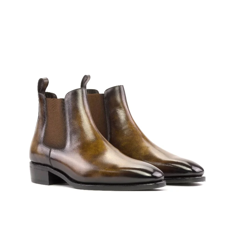 DapperFam Monza in Tobacco Men's Hand-Painted Patina Chelsea Boot Two - Tone Shoe Design DapperFam Monza in Tobacco Men's Hand-Painted Patina Chelsea Boot Two - Tone Shoe Design