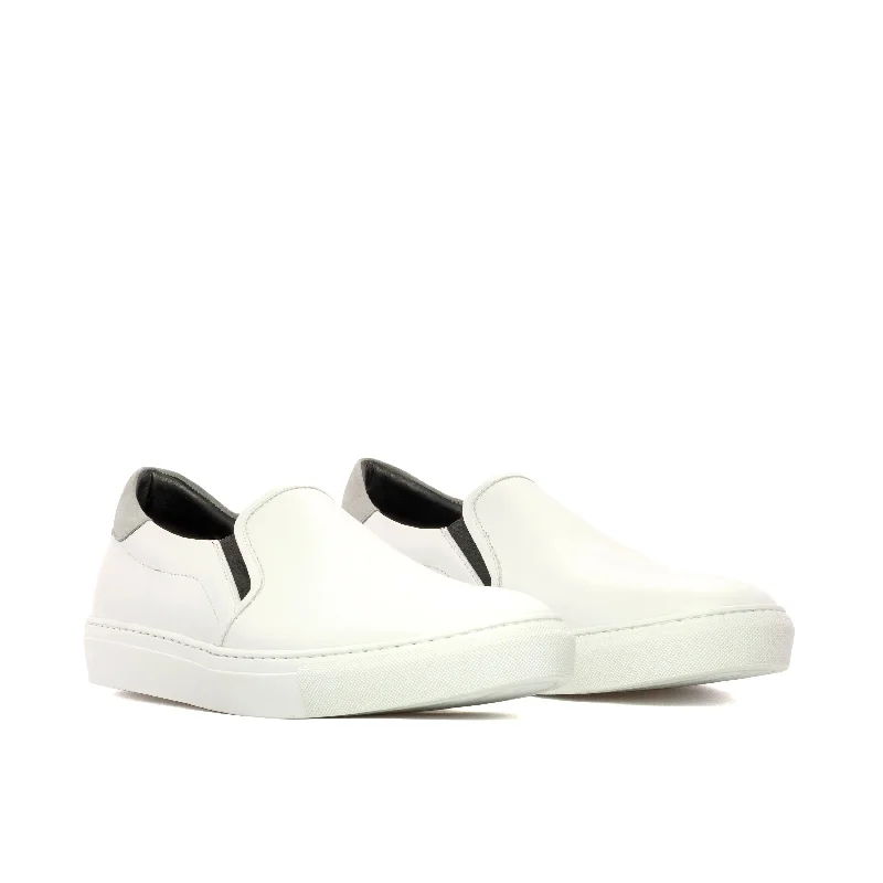 DapperFam Versado in White / Light Grey Men's Italian Suede Slip On Embroidered Cowboy Boot Design DapperFam Versado in White / Light Grey Men's Italian Suede Slip On Embroidered Cowboy Boot Design