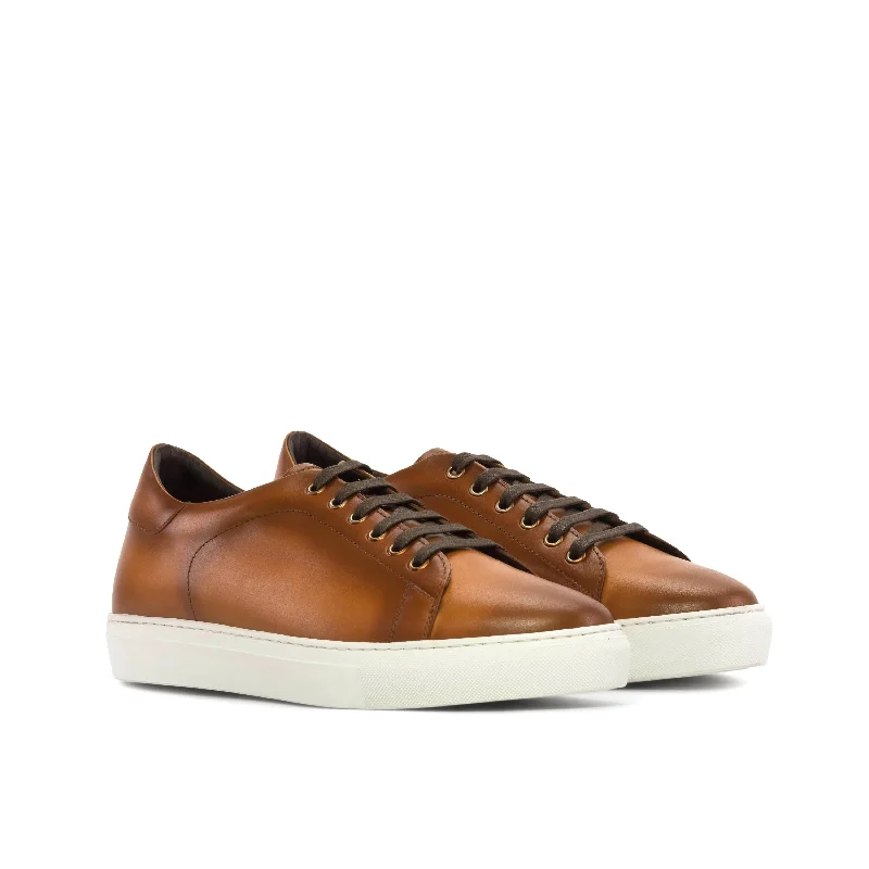 DapperFam Rivale in Cognac Men's Italian Leather Trainer Edwardian Shoe Look  