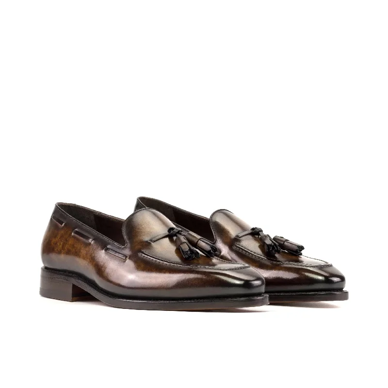DapperFam Luciano in Brown Men's Hand-Painted Patina Loafer Leather Driving Shoe Style DapperFam Luciano in Brown Men's Hand-Painted Patina Loafer Leather Driving Shoe Style