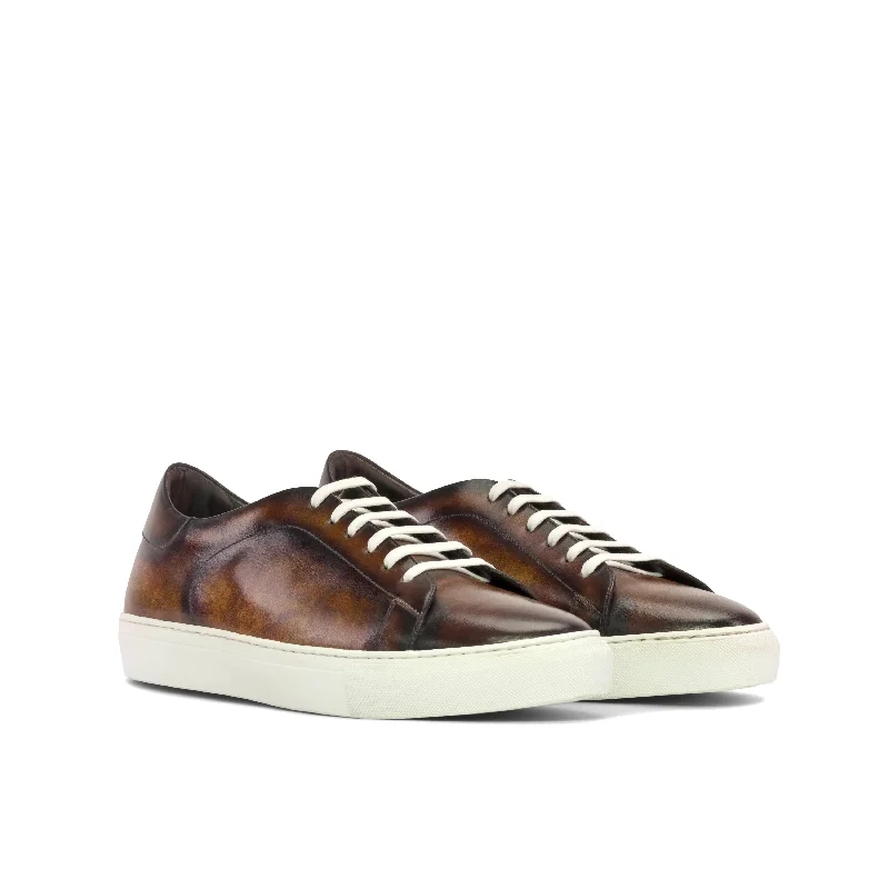 DapperFam Rivale in Fire Men's Hand-Painted Patina Trainer Ivy League Loafer Look 