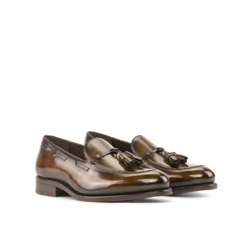 DapperFam Luciano in Tobacco Men's Hand-Painted Patina Loafer Camouflage Print Boot Style DapperFam Luciano in Tobacco Men's Hand-Painted Patina Loafer Camouflage Print Boot Style
