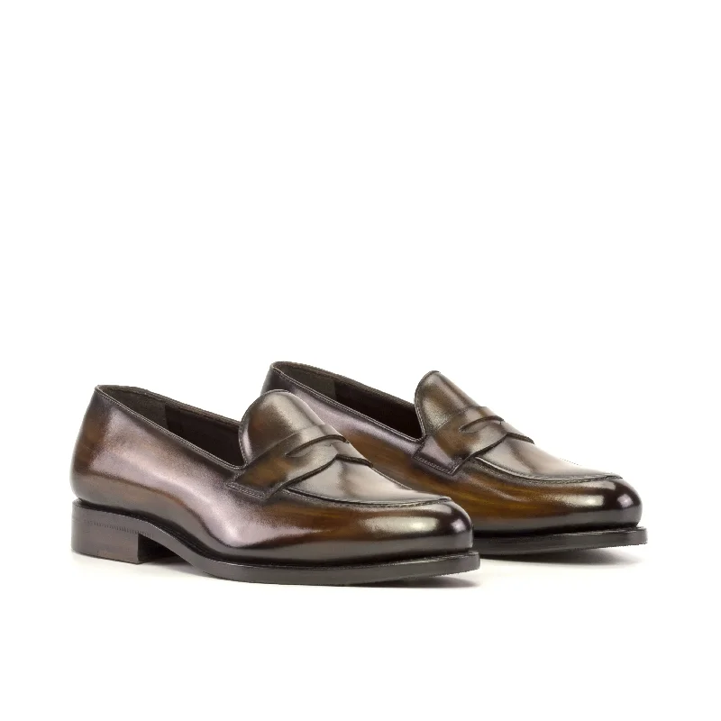 DapperFam Luciano in Brown Men's Hand-Painted Patina Loafer Minimalist Sneaker Style DapperFam Luciano in Brown Men's Hand-Painted Patina Loafer Minimalist Sneaker Style