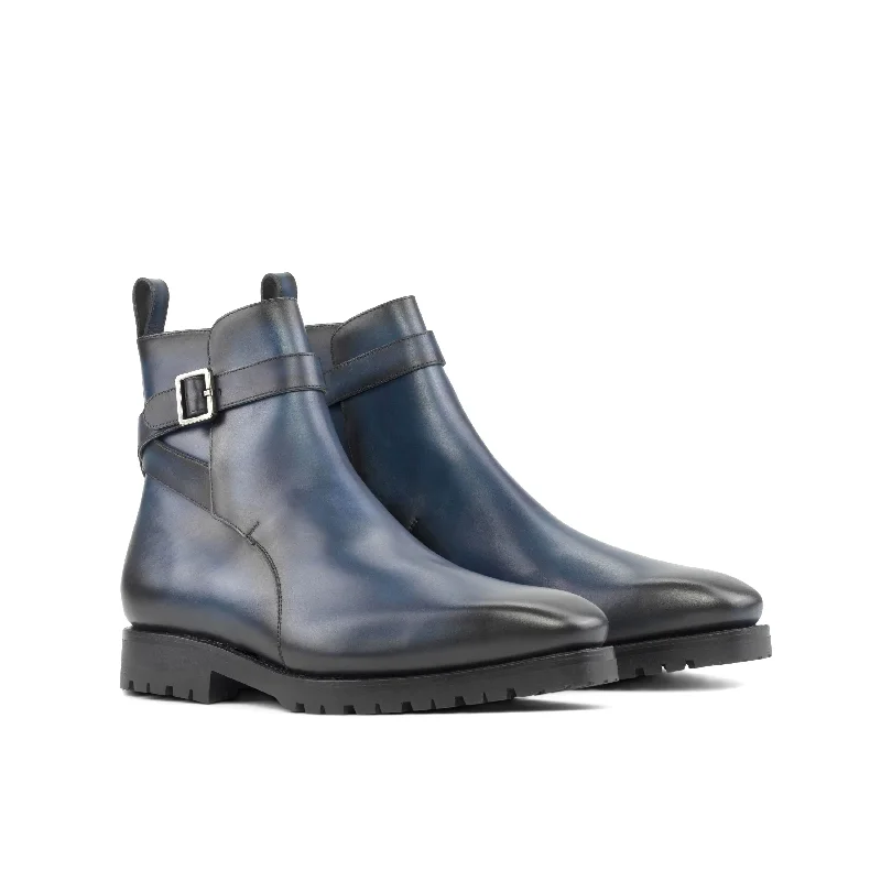 DapperFam Rohan in Navy Men's Italian Leather Jodhpur Boot Minimalist Sneaker Style  