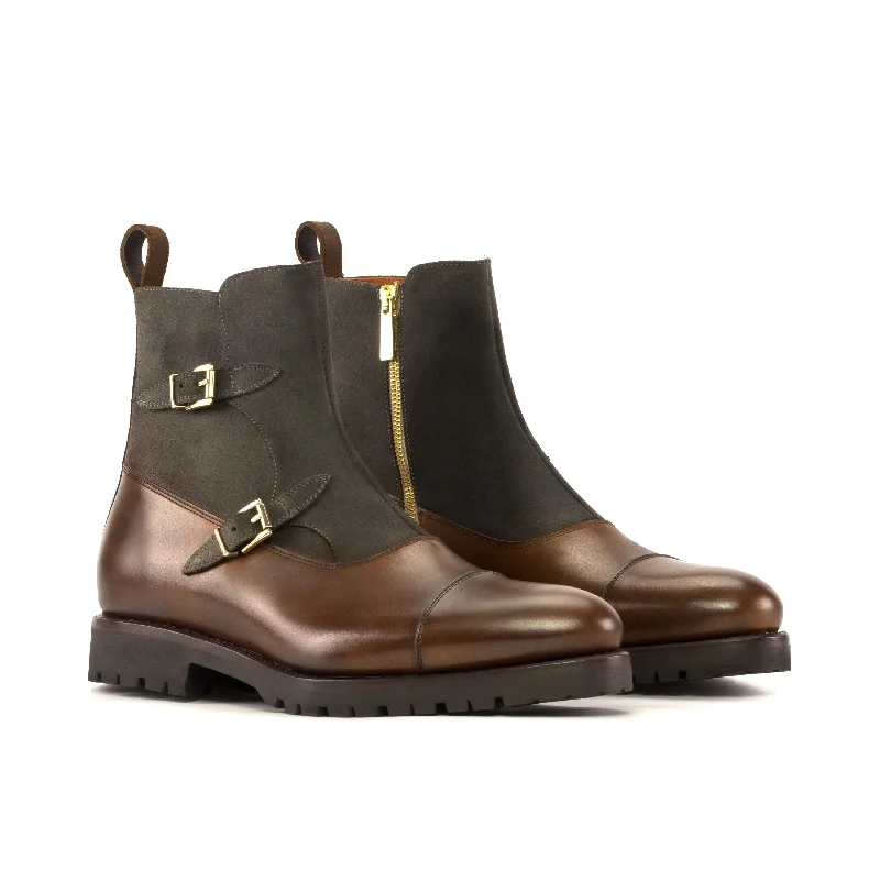 DapperFam Octavian in Med Brown Men's Italian Leather Buckle Boot Victorian - Era Boot Style DapperFam Octavian in Med Brown Men's Italian Leather Buckle Boot Victorian - Era Boot Style