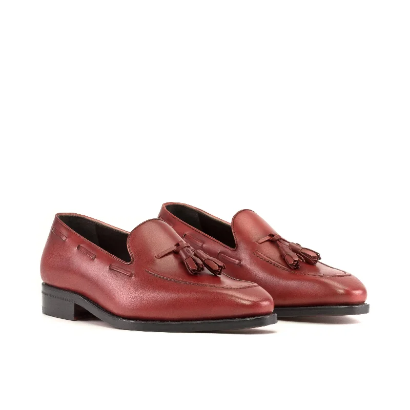 DapperFam Luciano in Red Men's Italian Leather Loafer Desert Boot Utility Style  