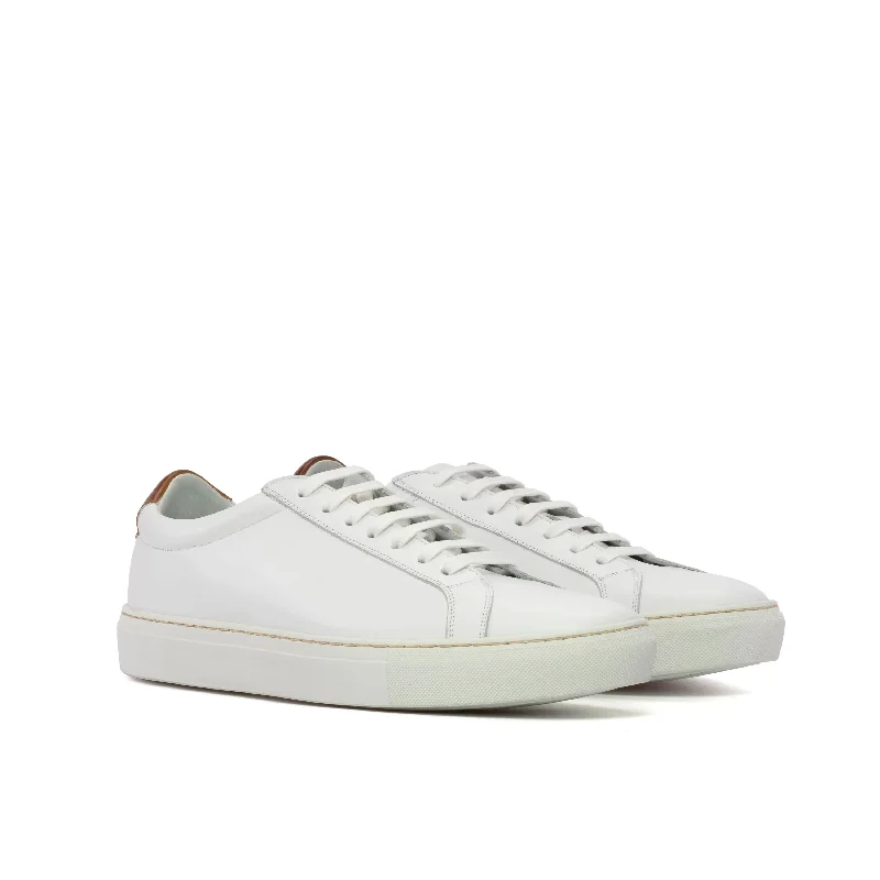 DapperFam Verve in White Men's Italian Leather Low Kick Single - Buckle Monk Look  