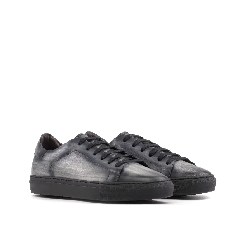DapperFam Rivale in Grey Men's Hand-Painted Patina Trainer Hip - Hop Sneaker Style  