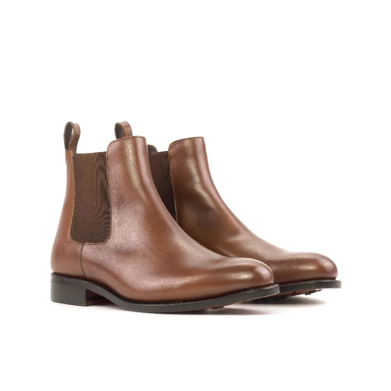 DapperFam Monza in Med Brown Men's Italian Leather Chelsea Boot Patchwork Shoe Aesthetic DapperFam Monza in Med Brown Men's Italian Leather Chelsea Boot Patchwork Shoe Aesthetic