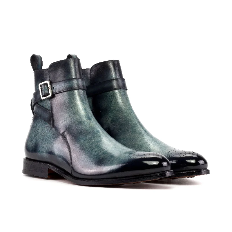 DapperFam Rohan in Turquoise Men's Hand-Painted Patina Jodhpur Boot Tech - Inspired Sneaker Look DapperFam Rohan in Turquoise Men's Hand-Painted Patina Jodhpur Boot Tech - Inspired Sneaker Look