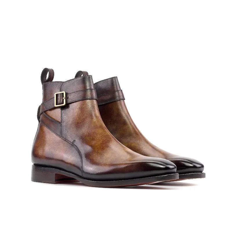 DapperFam Rohan in Fire Men's Hand-Painted Patina Jodhpur Boot Retro Basketball Sneaker Design DapperFam Rohan in Fire Men's Hand-Painted Patina Jodhpur Boot Retro Basketball Sneaker Design