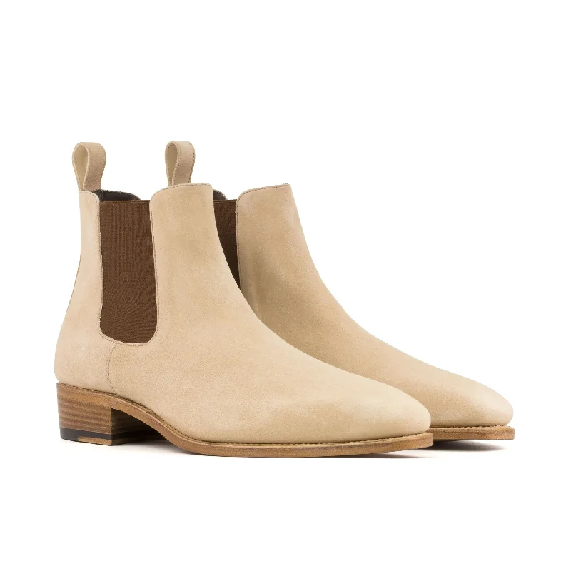 DapperFam Monza in Taupe Men's Italian Suede Chelsea Boot Memory - Foam Slipper Look DapperFam Monza in Taupe Men's Italian Suede Chelsea Boot Memory - Foam Slipper Look
