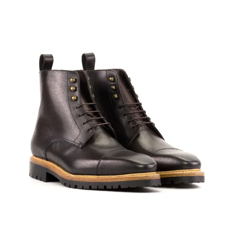 DapperFam Garrison in Dark Brown Men's Italian Leather Jumper Boot Beaded Moccasin Design DapperFam Garrison in Dark Brown Men's Italian Leather Jumper Boot Beaded Moccasin Design