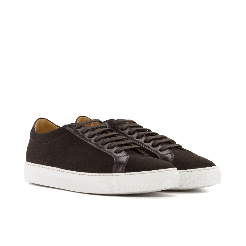 DapperFam Verve in Dark Brown Men's Lux Suede Low Kick Inflatable Shoe Look 