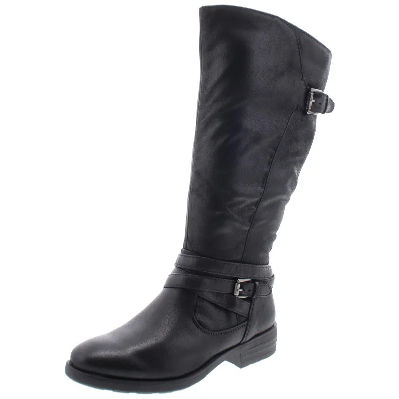 Alysha Womens Faux Leather Tall Riding Boots Bespoke Shoe Aesthetic 