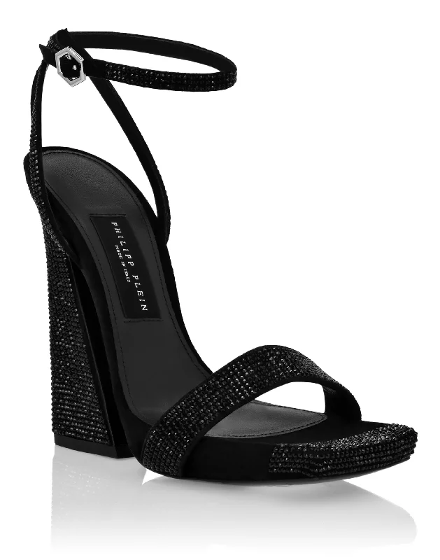 Ankle Strap Suede Sandals Upcycled Shoe Look  