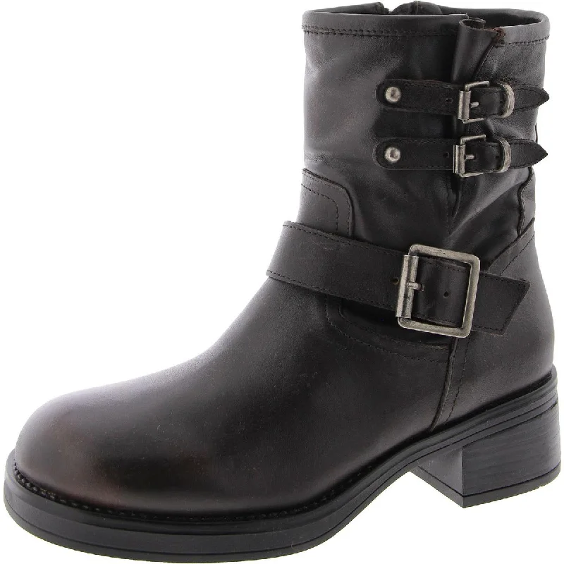 Archie Womens Block Heel Side Zipper Motorcycle Boots Casual Loafer Style          