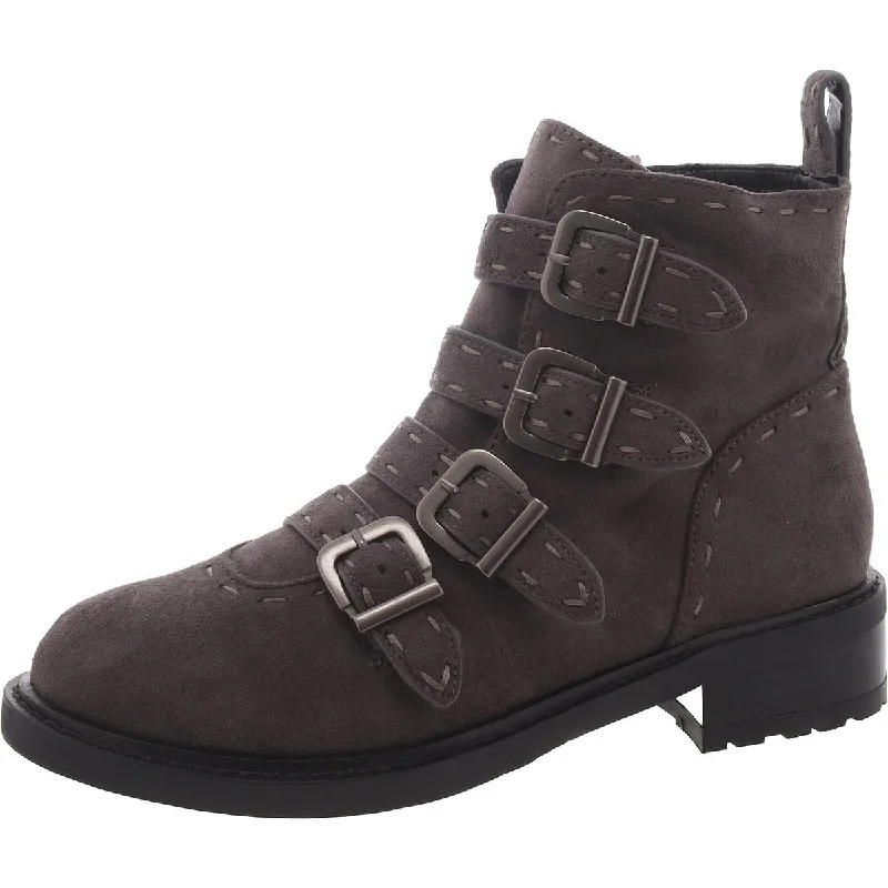 Arezzo Womens Faux Suede Strappy Ankle Boots Comfortable Derby Style  