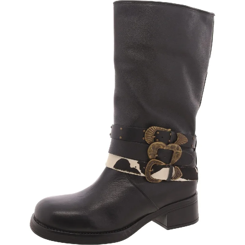 Axandra Womens Leather Pull On Mid-Calf Boots Hiking Boot Durability Style  
