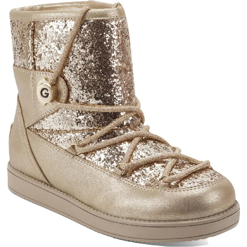 Aylan Womens Glitter Fashion Ankle Boots Distressed Leather Shoe Style  