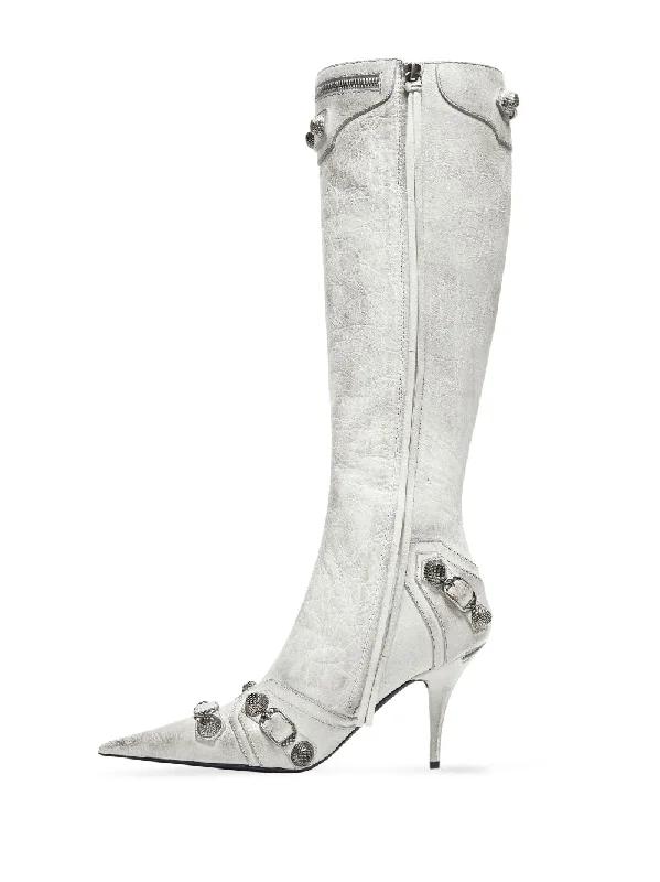Balenciaga Women's Boots Distressed Leather Shoe Style  